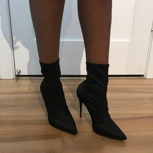 Black silk-like sock boot